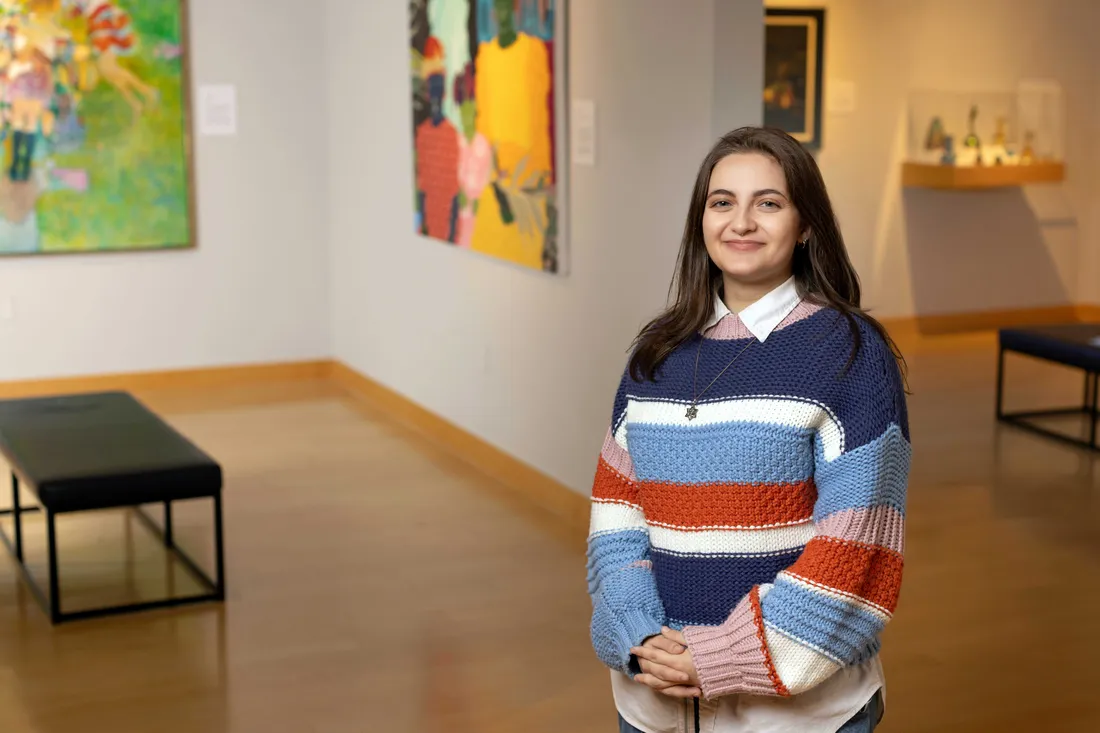 Annie Zusin in the Syracuse University art museum.